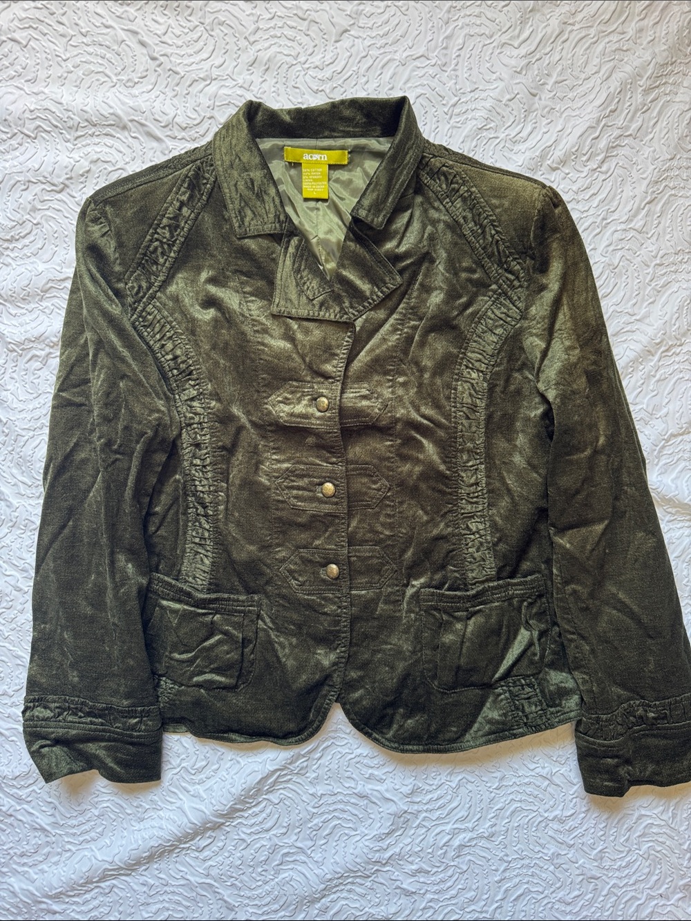 Acorn Olive Green Women's Velvet Tailored Blazer